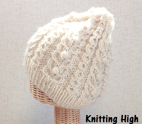 アラン模様のニット帽をまた編んでみました Knitting High 編み物が好き 楽天ブログ