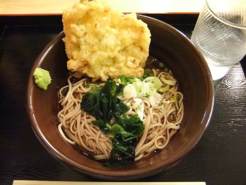 つぼみ＠いわきの冷たい十割そば480円＋かき揚げ70円