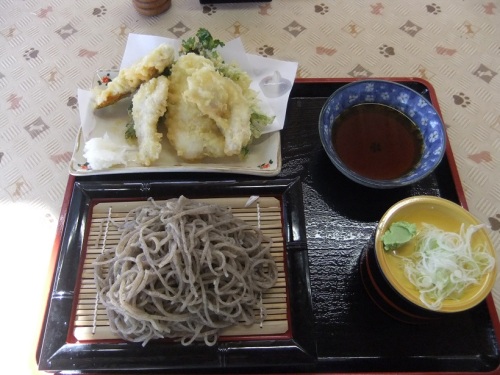 いな穂＠道の駅きたかわべのもりそば600円＋トッピングなまずの天ぷら