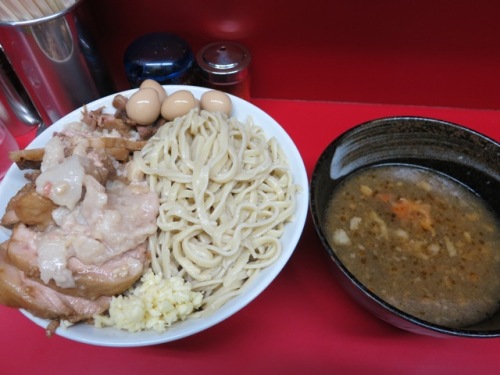 20120614_ラーメン二郎西台駅前店つけ麺小豚と味付うずら.JPG