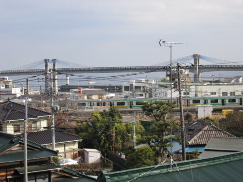 魚藍大観音から見た相模湾と早川駅