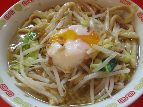 20150226_ラーメン二郎 府中店_小つけ麺のつけ汁に温泉玉子.JPG