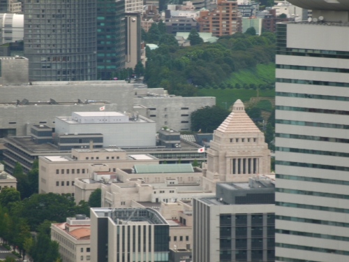 東京タワーから見える国会議事堂