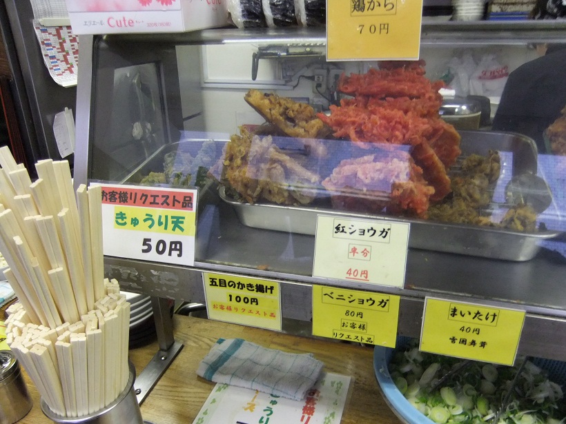 一由そば＠日暮里の天ぷらケース20130203.JPG