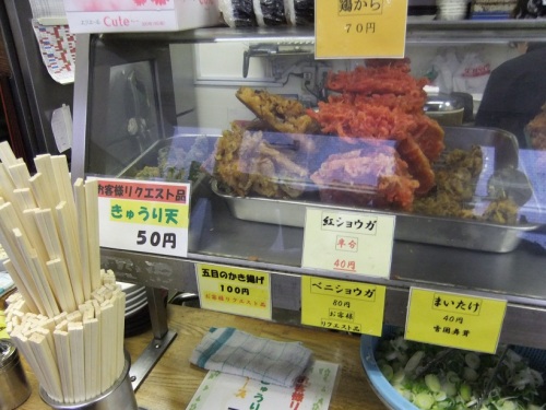 一由そば＠日暮里の天ぷらケース20130203.JPG