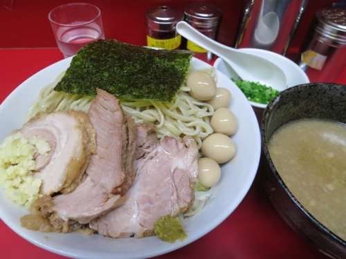 20130813_ラーメン二郎西台駅前店_塩つけ麺に味付うずらと小ネギweb.JPG