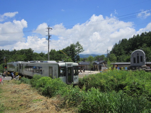 最高地点の碑と小海線