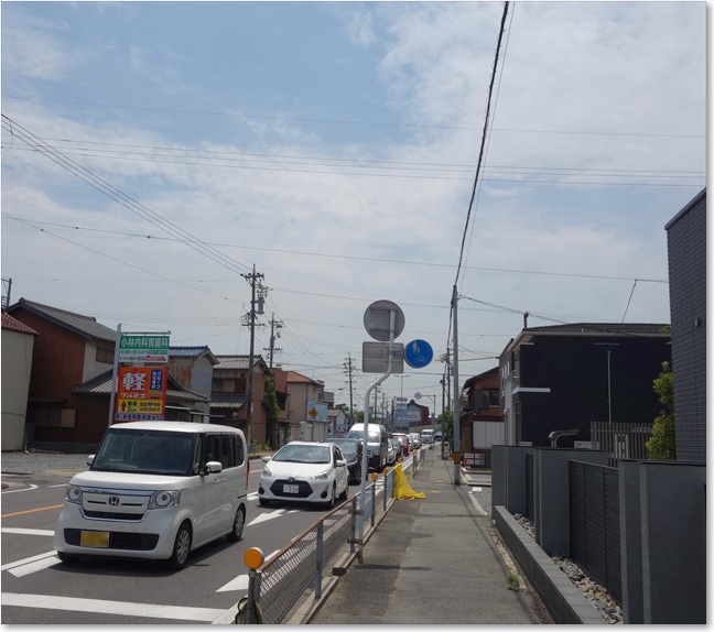 47右折しました国道１号です