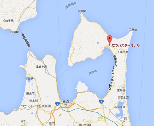 むつバスターミナルの地図