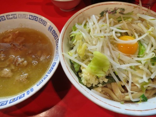 20140106_ラーメン二郎 府中店小つけ麺にチーズと生卵web.JPGP