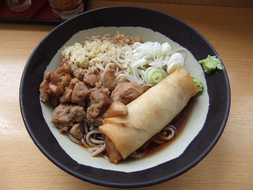 じんそば＠西八王子のとりそば＋春巻き１20130707.JPG