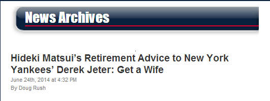 Hideki Matsui’s Retirement Advice to New York Yankees’ Derek Jeter  Get a Wife   Yankees 101   Sports Media 101.jpg