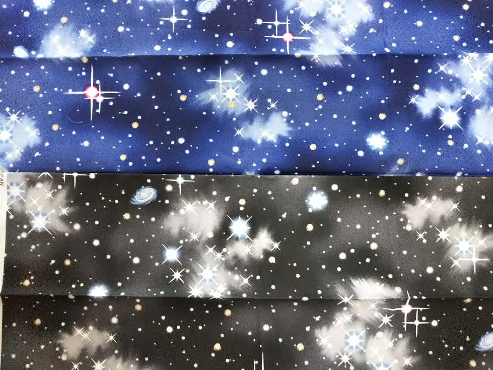 宇宙柄の布_青と黒2018