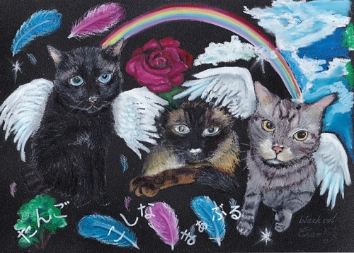 チョークアート20200622まぁたんこさんの3猫.jpg