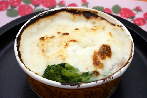 本家 留蔵　菜の花と筍の極はまぐりグラタン　調理後.JPG