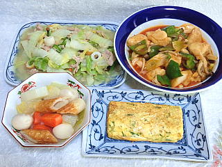 CAI_140201_1922白菜八宝菜風炒め・鶏チリ・根菜の煮物・だし巻きQVGA.JPG