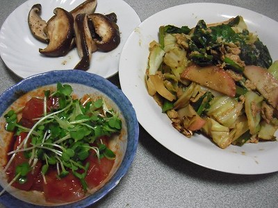 野菜炒めとマグロのコチュジャン和え.jpg