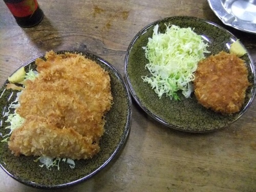 山田屋＠王子のハムカツ＋メンチカツ20130422.JPG