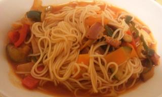 夏野菜のトマト温素麺