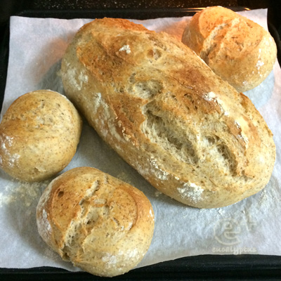 150116 国産小麦＋ライ麦のパン(簡易発酵かご試し)