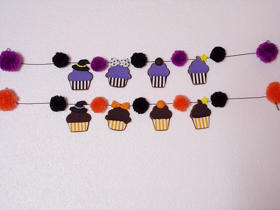 ハロウィンカラーのスイーツガーランド（ストライプ2本SET）