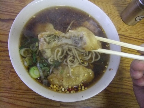 一由そば＠日暮里のかけそば＋牡蠣天４20130203.JPG