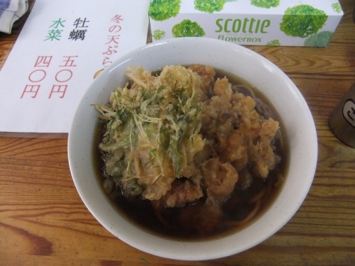 一由そば＠日暮里のそば200円＋ＪＧ120円＋水菜天40円