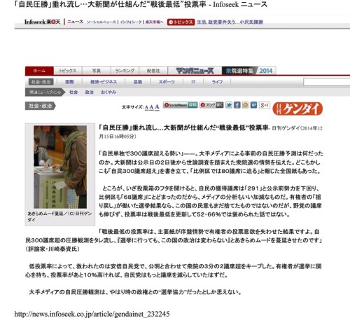 「自民圧勝」垂れ流し…大新聞が仕組んだ“戦後最低”投票率- 日刊ゲンダイ（2014年12月15日16時05分）http___news.infoseek.co.jpg